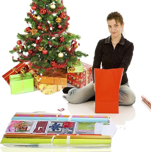 ProPik Hanging Double Sided Wrapping Paper Storage Organizer With Multiple Pockets Organize Your Gift Wrap, Gift Bags Bows Ribbons 40"X17" Fits 40 Inch Rolls Clear PVC Bag (Black) in Saudi Arabia