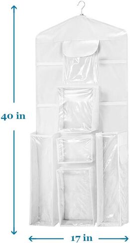 ProPik Hanging Double Sided Wrapping Paper Storage Organizer With Multiple Pockets Organize Your Gift Wrap, Gift Bags Bows Ribbons 40"X17" Fits 40 Inch Rolls Clear PVC Bag (Black) in Saudi Arabia