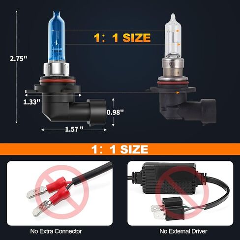 9005 Headlight Bulbs, 65W Super Bright 9005/HB3 Halogen Headlight Bulb, IP67 Waterproof, High/Low Beam Headlight Bulb and Fog Light Bulb Halogen Replacement Bulbs, Pack of 2 in Saudi Arabia