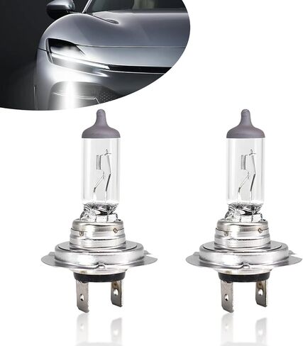 2 PCS H7 Automotive Halogen Bulb, 12V 55W 60,000 Hours Service Life High-transmission Quartz Glass High Low Beam, Lighting Replacement Accessories, Compatible with Most Car Models (White) in Saudi Arabia