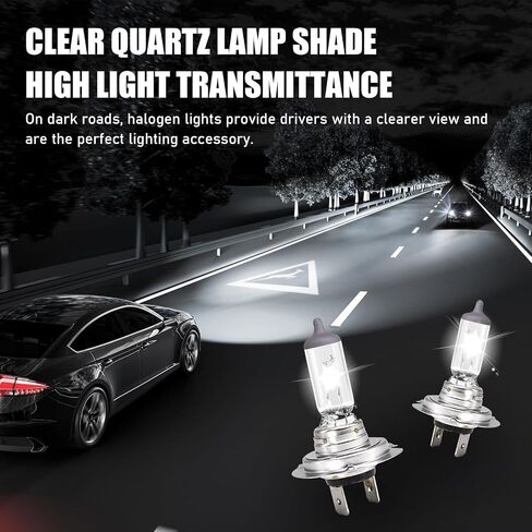 2 PCS H7 Automotive Halogen Bulb, 12V 55W 60,000 Hours Service Life High-transmission Quartz Glass High Low Beam, Lighting Replacement Accessories, Compatible with Most Car Models (White) in Saudi Arabia