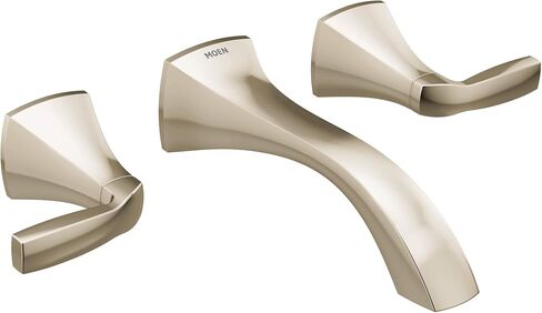 Moen Voss Brushed Nickel Two-Handle Wall Mount Bathroom Faucet Trim Kit, Valve Required, T6906BN in Saudi Arabia
