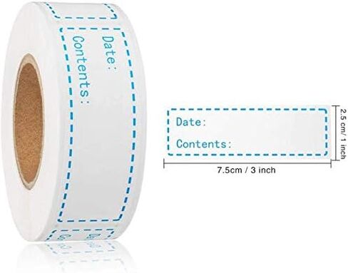 1x3“ Kitchen Date roll Paper Label Waterproof Food Storage Label blank stickers Removable Food Storage Labels Freezer Labels Adhesive Paper Labels,Labels for Food containers(1Roll,Blue，200pcs) in Saudi Arabia