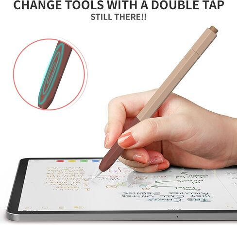 LJFLYXRI Case for Apple Pencil 2nd Generation,Hexagon Anti-Rolling Design Premium Silicone Sleeve Comfortable Grip for a Long time,Compatible with Magnetic Charging and Double Tap (Chocolate -3) in Saudi Arabia