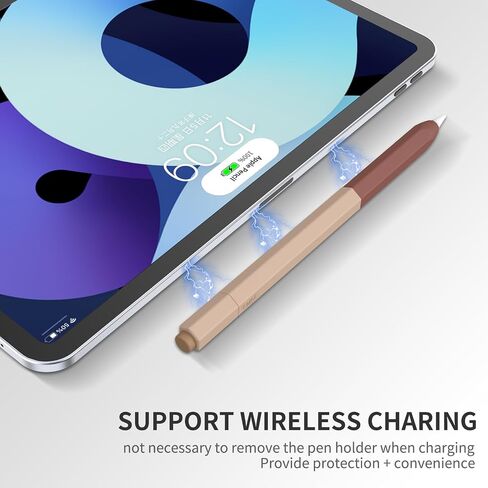 LJFLYXRI Case for Apple Pencil 2nd Generation,Hexagon Anti-Rolling Design Premium Silicone Sleeve Comfortable Grip for a Long time,Compatible with Magnetic Charging and Double Tap (Chocolate -3) in Saudi Arabia