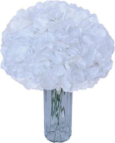 SVENJBB Hydrangea Artificial Flowers, Pack of 10 Silk Hydrangea Flowers with 54 Petals and Long Stems for Home Décor, Wedding Party, Table Settings and DIY Projects (Blue) in Saudi Arabia