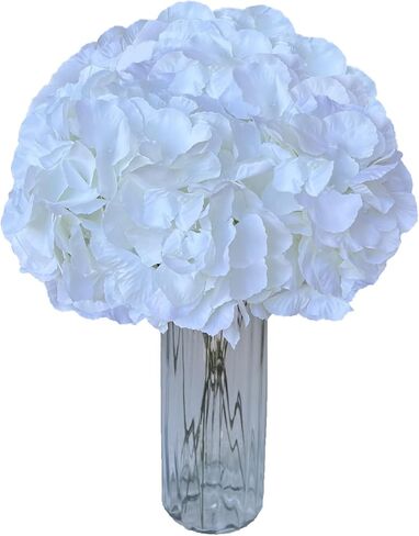 زهور الكوبية الصناعية، عبوة مكونة من 10 زهور كوبية حريرية مع 54 بتلة وسيقان طويلة لديكور المنزل، وحفلات الزفاف، وإعدادات الطاولة والمشروعات اليدوية (أبيض) in Kuwait