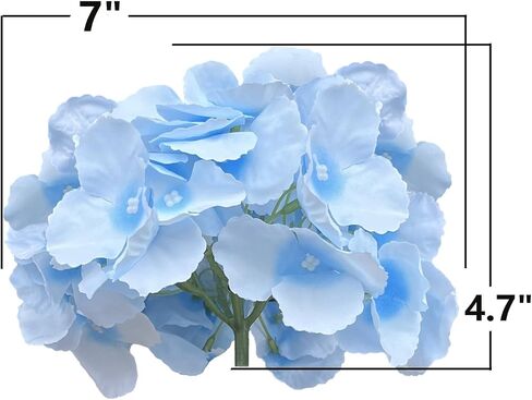 SVENJBB Hydrangea Artificial Flowers, Pack of 10 Silk Hydrangea Flowers with 54 Petals and Long Stems for Home Décor, Wedding Party, Table Settings and DIY Projects (Blue) in Saudi Arabia