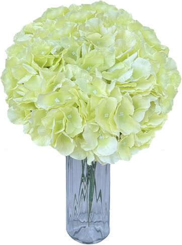 SVENJBB Hydrangea Artificial Flowers, Pack of 10 Silk Hydrangea Flowers with 54 Petals and Long Stems for Home Décor, Wedding Party, Table Settings and DIY Projects (Blue) in Saudi Arabia