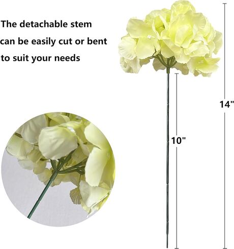 SVENJBB Hydrangea Artificial Flowers, Pack of 10 Silk Hydrangea Flowers with 54 Petals and Long Stems for Home Décor, Wedding Party, Table Settings and DIY Projects (Blue) in Saudi Arabia