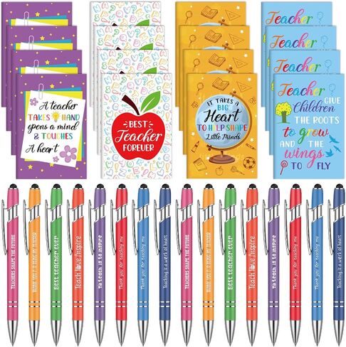 Sumind 32 Pcs Teacher Appreciation Gifts Thank You Gift Inspirational Gifts 16 Pcs Motivational Ballpoint Pens 16 Pcs Mini Journal Notebooks Notepads for School Office Home Travel Gifts (Cute) in Saudi Arabia