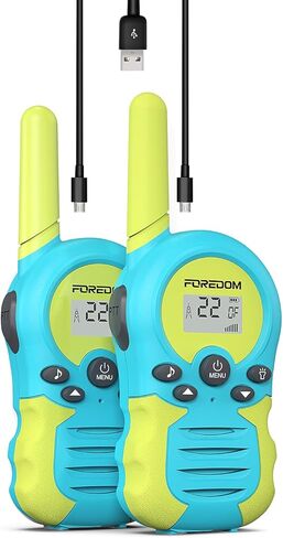 أجهزة اتصال لاسلكية قابلة لإعادة الشحن للأطفال أجهزة اتصال لاسلكية طويلة المدى للأولاد والبنات من سن 3 إلى 12 عامًا ألعاب عيد الميلاد - سماوي/أصفر in Kuwait