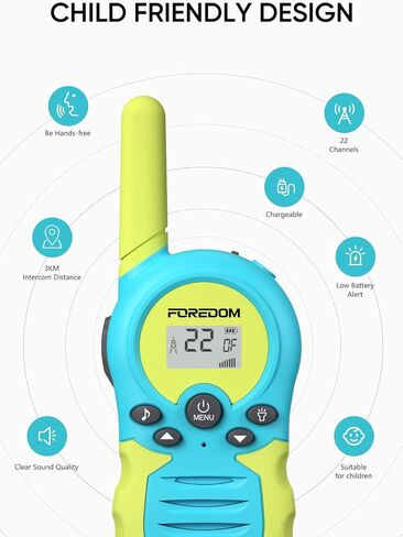 أجهزة اتصال لاسلكية قابلة لإعادة الشحن للأطفال أجهزة اتصال لاسلكية طويلة المدى للأولاد والبنات من سن 3 إلى 12 عامًا ألعاب عيد الميلاد - سماوي/أصفر in Kuwait
