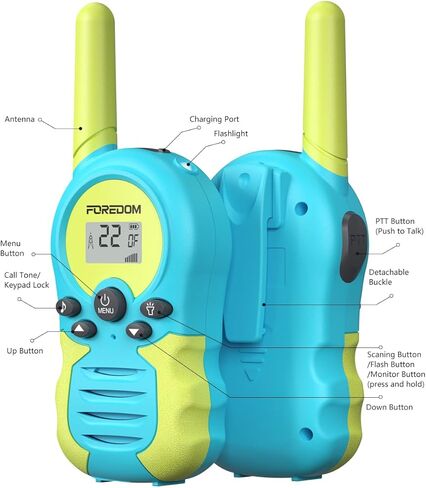 أجهزة اتصال لاسلكية قابلة لإعادة الشحن للأطفال أجهزة اتصال لاسلكية طويلة المدى للأولاد والبنات من سن 3 إلى 12 عامًا ألعاب عيد الميلاد - سماوي/أصفر in Kuwait