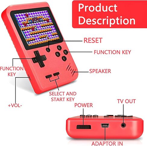 Handheld Game Console, 3.0-inch Retro Video Game Console, Upgraded with 400 Classic Games, 1020mAh Large Battery Capacity, USB Charging, Support TV Connection in Saudi Arabia