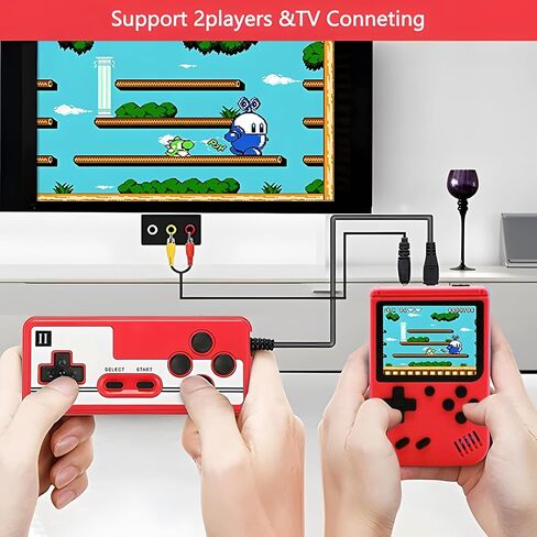 Handheld Game Console, 3.0-inch Retro Video Game Console, Upgraded with 400 Classic Games, 1020mAh Large Battery Capacity, USB Charging, Support TV Connection in Saudi Arabia