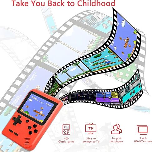 Handheld Game Console, 3.0-inch Retro Video Game Console, Upgraded with 400 Classic Games, 1020mAh Large Battery Capacity, USB Charging, Support TV Connection in Saudi Arabia