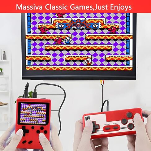 Handheld Game Console, 3.0-inch Retro Video Game Console, Upgraded with 400 Classic Games, 1020mAh Large Battery Capacity, USB Charging, Support TV Connection in Saudi Arabia