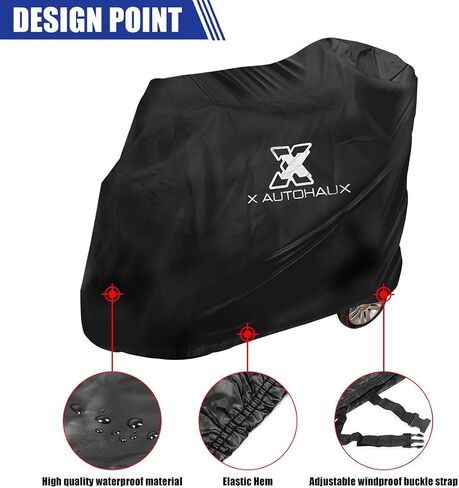 X AUTOHAUX Mobility Scooter Wheelchair Cover Waterproof Motorcycle Cover All Weather Outdoor Protection Oxford 55x26x36 inch in Saudi Arabia