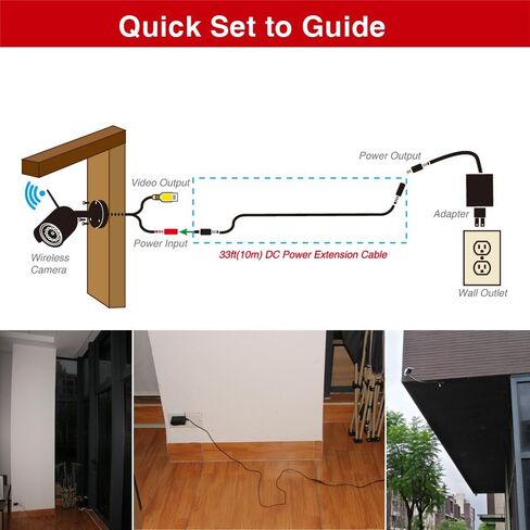 LONNKY 12V DC Extension Cord 33FT/10M,5.5mm x 2.1mm,Male to Female Power Cable,White DC Extension Cable,Used for CCTV Security Cameras,LED Strip in Saudi Arabia