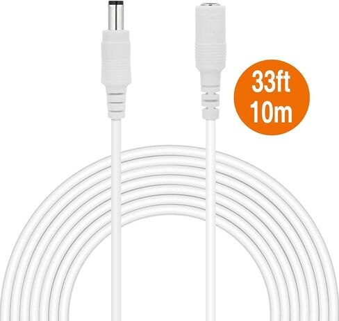 LONNKY 12V DC Extension Cord 33FT/10M,5.5mm x 2.1mm,Male to Female Power Cable,White DC Extension Cable,Used for CCTV Security Cameras,LED Strip in Saudi Arabia