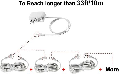 LONNKY 12V DC Extension Cord 33FT/10M,5.5mm x 2.1mm,Male to Female Power Cable,White DC Extension Cable,Used for CCTV Security Cameras,LED Strip in Saudi Arabia