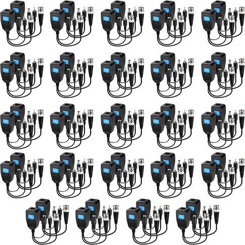 Balun فيديو سلبي 24 زوجًا موصل صوت Balun طاقة فيديو سلبي 720P -2MP BNC إلى RJ45 جهاز إرسال واستقبال شبكة Cat5e/6 BNC إلى محول إيثرنت AHD/TVI/CVI/CVBS لنظام كاميرا أمان عالي الدقة in Saudi Arabia