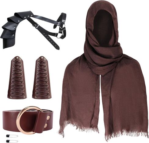 زي فارس العصور الوسطى من LDIWEE إكسسوارات رجالية من عصر النهضة مع حزام رأس شال كلاسيكي لحفلات الهالوين in Kuwait