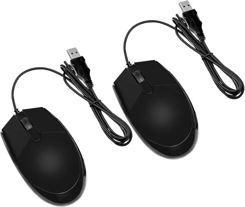 ماوس كمبيوتر USB سلكي بثلاثة أزرار من JIKIOU Basics، عبوتان باللون الأسود in Kuwait