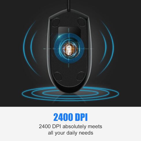 ماوس كمبيوتر USB سلكي بثلاثة أزرار من JIKIOU Basics، عبوتان باللون الأسود in Kuwait