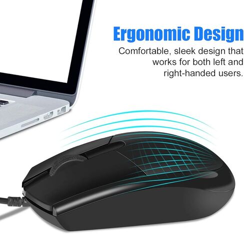 ماوس كمبيوتر USB سلكي بثلاثة أزرار من JIKIOU Basics، عبوتان باللون الأسود in Kuwait