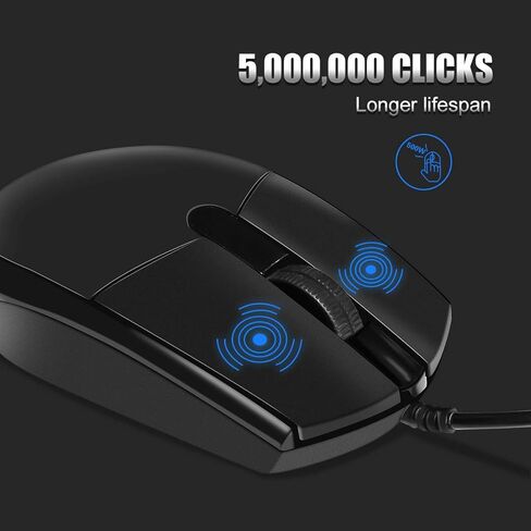 ماوس كمبيوتر USB سلكي بثلاثة أزرار من JIKIOU Basics، عبوتان باللون الأسود in Kuwait