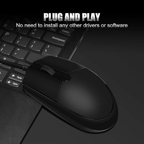 ماوس كمبيوتر USB سلكي بثلاثة أزرار من JIKIOU Basics، عبوتان باللون الأسود in Kuwait