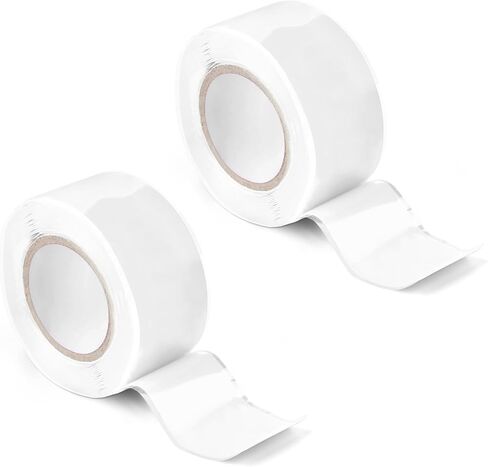 2 Rolls Self-Fusing Silicone Tapes, 1 inch x 10ft Self Sealing Fusing Silicone Tape Waterproof Hose Repair Tape Pipe Repair Tape Rescue Tape for Hose/Pipe Leaks Emergency Repair (White) in Saudi Arabia