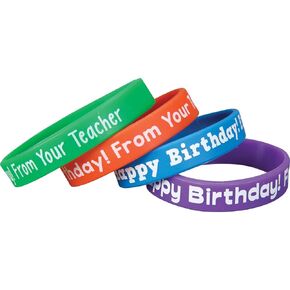 Really Good Stuff Happy Birthday from Your Teacher Silicone Bracelets - Set of 24 - Classroom and Teacher Must Haves, Student Gifts, For Preschool and Elementary