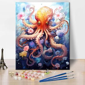 Rebotipy Painting by Numbers Kit for Adults Buddha Paint by Numbers for Beginner, Colourful Abstract Statue with Lotus Flower Oil Painting Paints for Home Decor 16x20 Inch