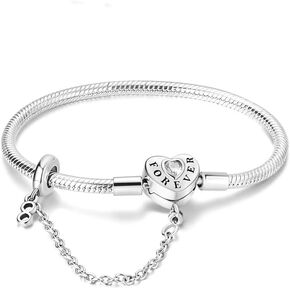 Silver Snake Chain Charm Bracelet Best Friend Heart Star Moon with Cubic Zirconia Jewelry Snake Chain Bracelet Gift for Woman Girl