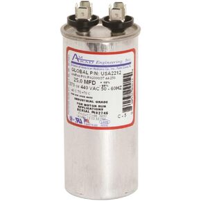 AMRAD ENGINEERING USA2212 Series Round USA-Made Motor Run Capacitor, 25 Mfd, 370/440 Vac-132327