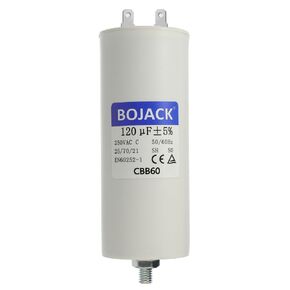BOJACK CBB60 120 uF mfd ±5% 250v Volt 50/60Hz AC Capacitor Round Run Start Capacitor with nut and Dobule Insert for AC Motor Run Condenser Straight Cool Heat Pump Pool Pump or Air Conditioner
