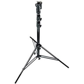 Manfrotto 10.9' Plated Steel Heavy Duty Air Cushioned Light Stand with Leveling Leg, Black