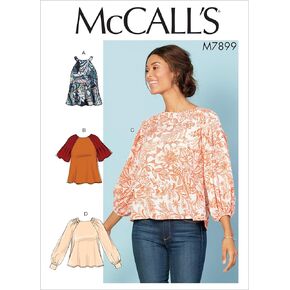 McCall Pattern Women's Loose Fitting Tank Top and Blouse, Sizes 14-22 Sewing Pattern