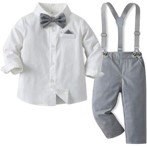 Toddler Dress Suits Baby Boys Clothes Sets Bowtie Shirts Suspenders Pants 4pcs Gentleman Outfits Suit 6 Month 6 Years in Saudi Arabia