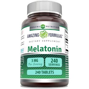 Amazing Formulas Melatonin Supplement | 3 Mg Per Serving | 240 Tablets | Non-GMO | Gluten-Free | Made in USA