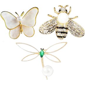 3Pcs Golden Pearl Brooch Pins Animal Style Pins Brooches for Women Fashion Brooch Pin Set for Hat Dress Bag Decoration Parties Elegant Gift for Girls Ladys Women