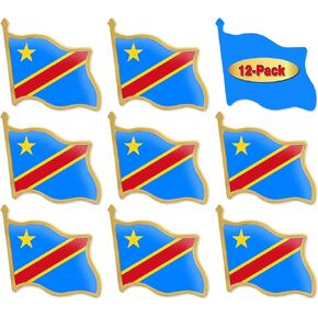 12/24/50/100Pcs Official Congo Flag Pins Bulk - Metal DR Congo Kinshasa DRC National Lapel Pin