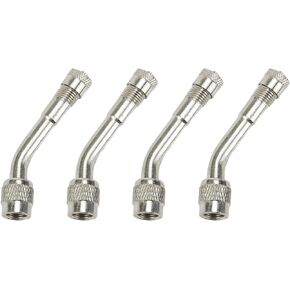 4 Pcs 45-Degree Tire Valve Stem Extension Adapters H62 Brass Valve Extenders for Tires of Cars RV Motorcycles Scooters Bicycles (Silver)
