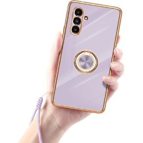 حافظة لهاتف Samsung A14 5g، حافظة Galaxy A14 5g للنساء، غطاء واقٍ من مادة TPU اللامعة على شكل قلب فراشة كريستالية لامعة للفتيات اللطيفة مع حامل حلقي + حزام لهاتف Galaxy a14 5g (ذهبي وردي) in Kuwait