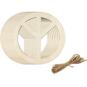 30 Pack 4 Inch Wood Peace Sign Unfinished Wood Pease Sign Cutouts Wooden Peace Sign Hanging Ornaments DIY Peace Craft Gift Tags for Home Party Decoration Craft Project