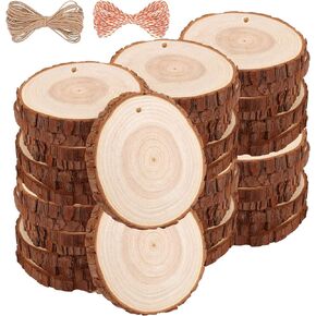 Wood Slices TICIOSH Craft Unfinished Wood kit Predrilled with Hole Wooden Circles for Arts Wood Slices Christmas Ornaments DIY Crafts 30 Pcs 2.0-2.4 inches