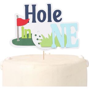 Hole in One Cake Topper - Golf Boy First Birthday Party Decorations,One Golf Cake Topper For 1st Birthday,Sports Themed Baby Shower Party Decor,Hole in One Cake Smash Photo Prop